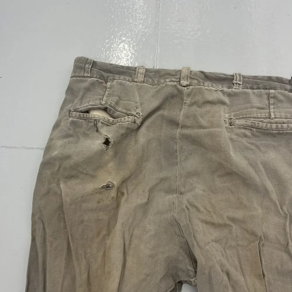 Vintage 50s Grey Sanforized Sail Cloth Workwear Chinos 36x32